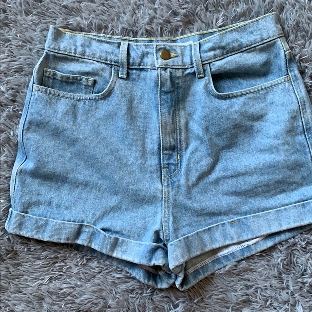 Light Wash Blue Denim American Apparel Shorts